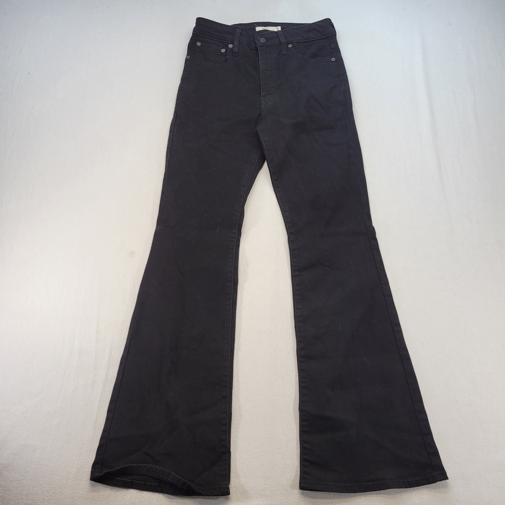 Levi's 726 Flare Jeans Women 29 Black High Rise Stretch Dark Wash Denim